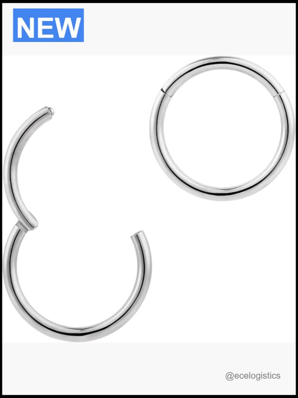 16G Titanium Hinged Segment Ring Hoop - 9mm Implant Grade Piercing